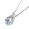 Simple ins Ladies Pendant White Gold Round Aqua Blue Diamond Necklace