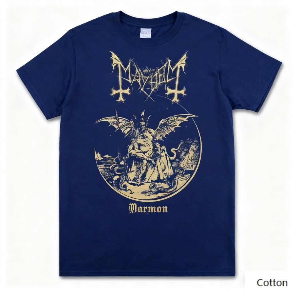 Dunkles Metall - Gothic - Themen T-Shirt mit Rundhalsausschnitt, das ein unverwechselbares dunkelgothisches Design zeigt, Marke Reine Baumwolle Streetwear