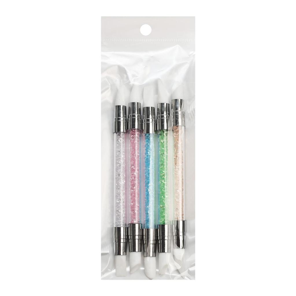 5pcs Multi-functional Silicone Nail Art Pens for Embossing, Painting, Carving, and Smearing.