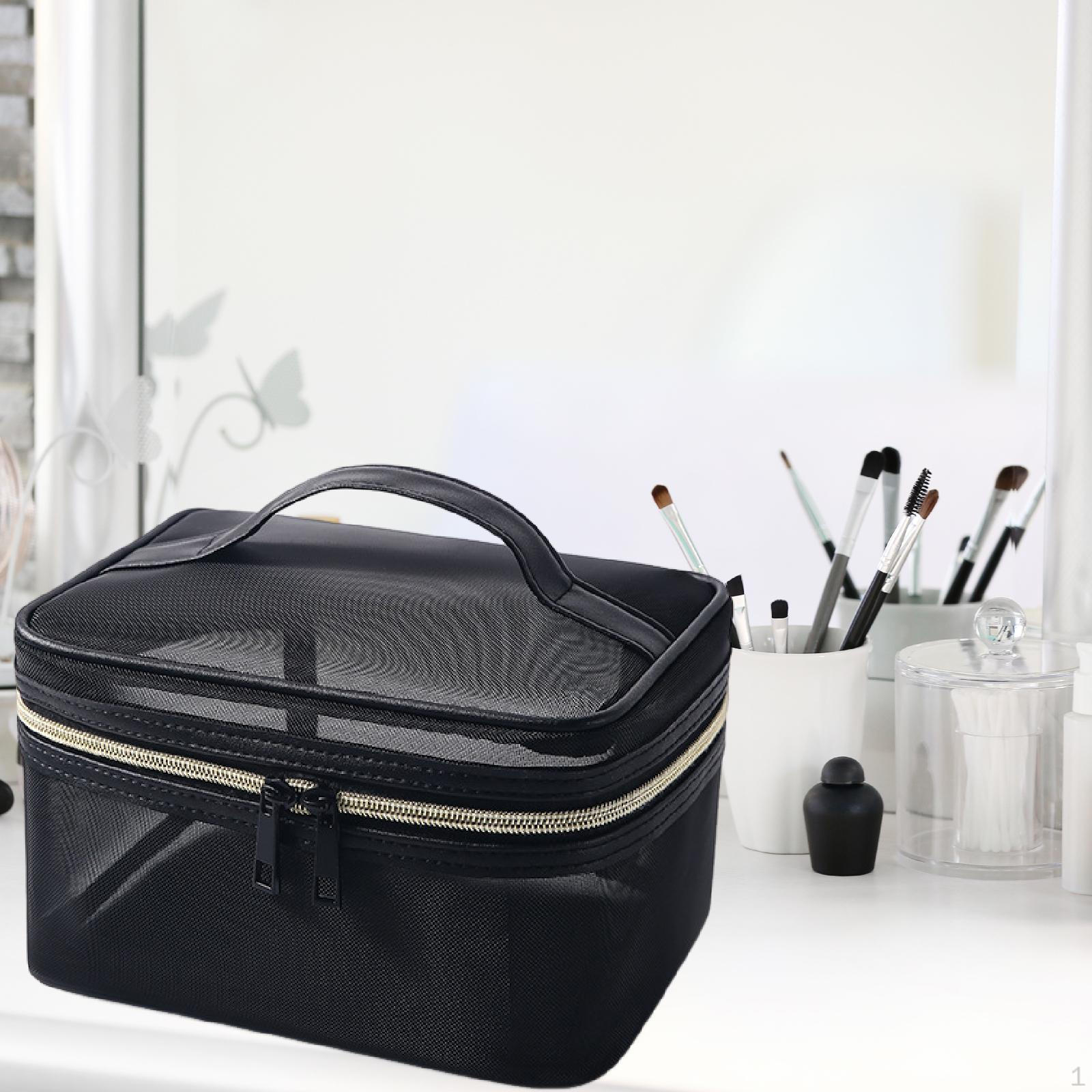 

Mesh Makeup Cosmetic Bag Carrying Pouch Travel Toiletry for Essential Office Friend Family 21x16x12cm