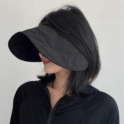 Atmungsaktive Große Krempe Leere Kopfbedeckung Anti-UV Faltbare Sonnenkappe Sport Visier Damen