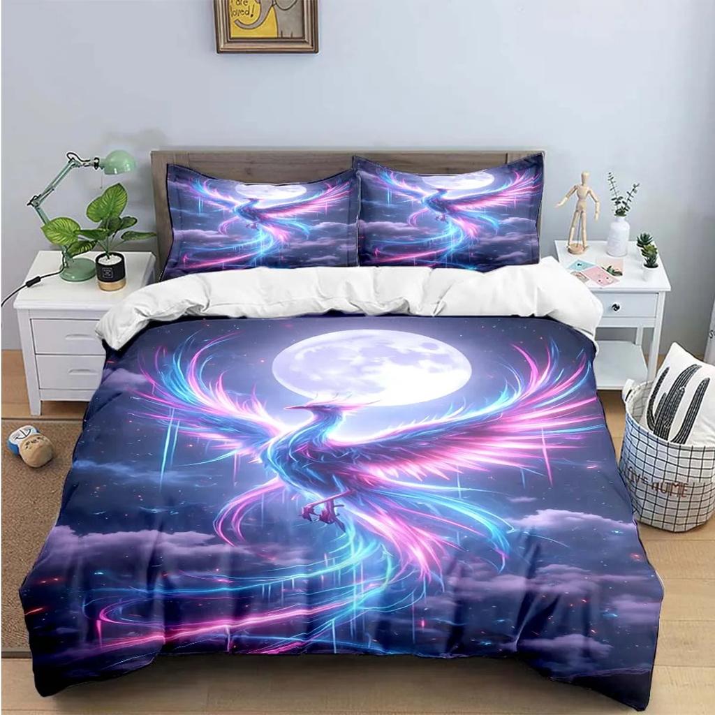 Fashion Popular Mythical Beast Phoenix Print Beding Sets Bed Suplies Set Soft Duvet Cover Bed Warm Comforter Set Beding Set High-End Premium Gift