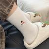 Christmas pattern Mink Velvet Socks Women Winter Soft Fleece Plush Warm Home Sleep Boot Socks Kawaii Y2K Furry Thermal Tube Sox