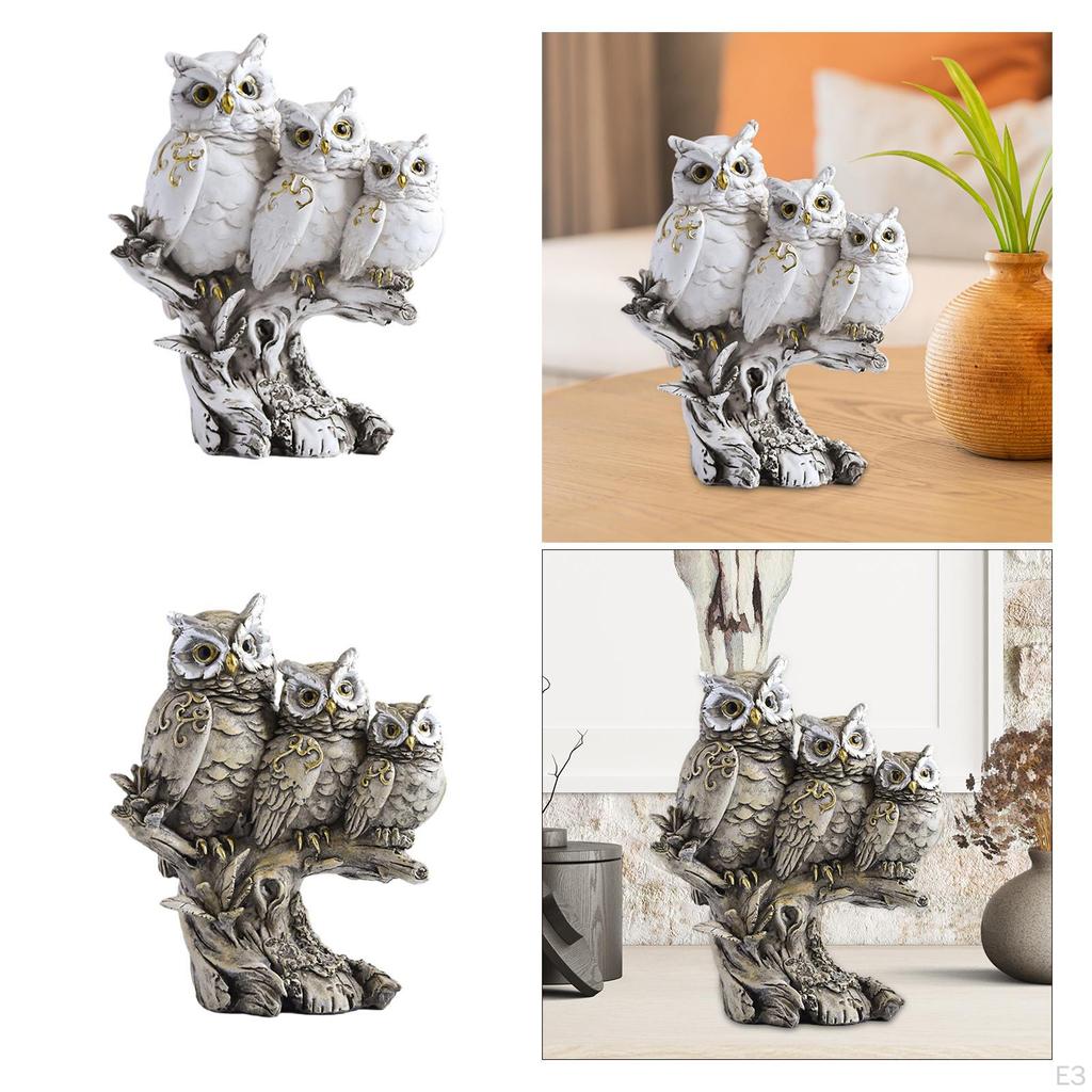 Owl Figurines Animal Statue Miniature Figurine Sculpture for Living Room Bedroom