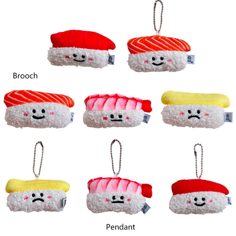 Authentic Salmon And Sweet Shrimp Sushi Plush Pendant Pin Cute And Funny Cartoon Food Hanging Decoration Gift Sushi Pendant)