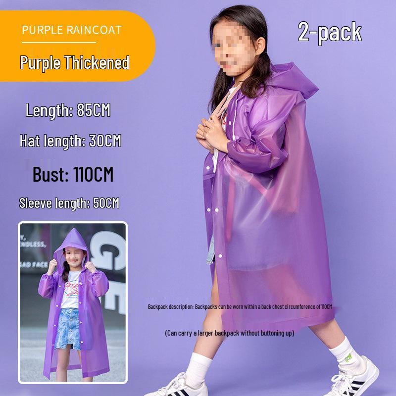 Wasserdichter, transparenter Regenponcho für Kinder mit Platz für Rucksack - Verdicktes Einteiler-Design für Jungen & Mädchen