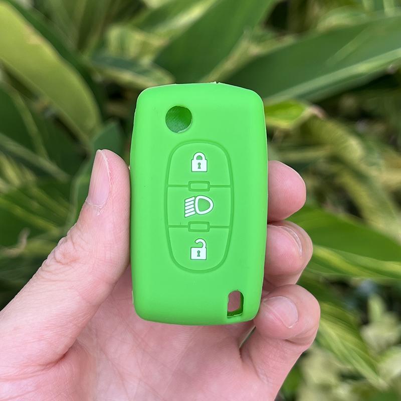 Silicone Car Key Cover for Citroen C4 2008 Picasso Berlingo C3 C5 X7 Xsara C6 C8 Folding 3 Button Key Case Cover Protection