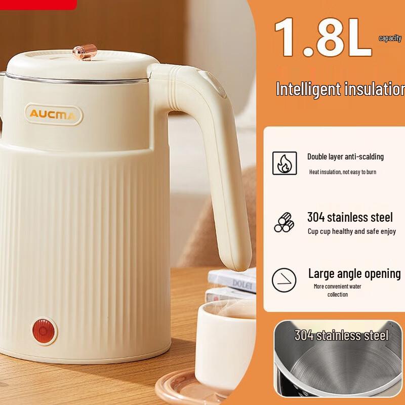 Qi Tai 1.8L Double-Layer Anti-Scald Keep Warm Electric Kettle