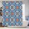 Kaleidoscope Bath Rug: Floral Decorative Shower Curtain Set In Blue Red Yellow White Pattern For Bathroom Home Decoration