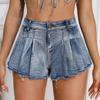 European & American Style High-Waisted Fluffy Mini Denim Skirt & Sexy Super Short Shorts for Women