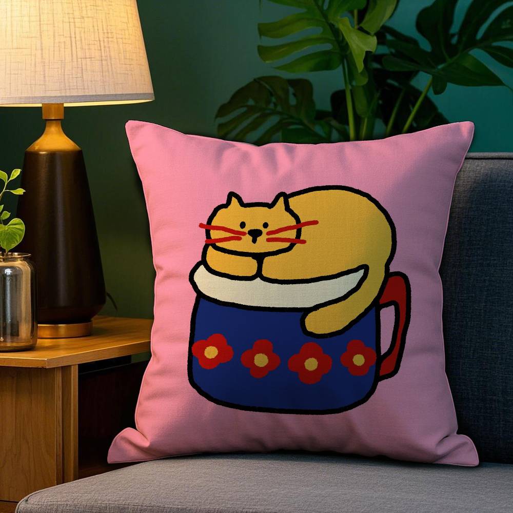 

Happy Dog Kwaii Anime Pillow Case Anti-dustmite Pillowcase Invisible zipper silky short plush Sofa cushion cover 12x12Inch