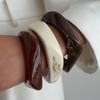 IngeSight.Z 3 Styles Exaggerated Vintage Resin Acrylic Bangle Women Punk HipHop Irregular Geometric Wide Bracelet Couple Jewelry