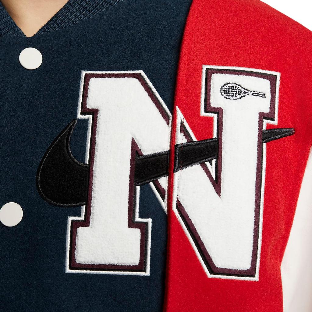 New Nike X Yoon Oversized Varsity Jacket 'Black/Armory Navy/Phantom/White' FZ0281-010