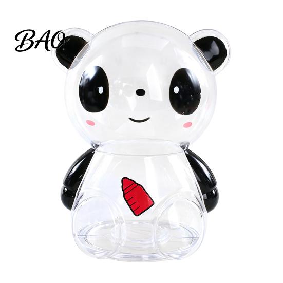 Plastic Piggy Bank Clear Panda for Kids, Cash Coin Bank, Money Saving Jar Box Decoration, Christmas Birthday Girls Boys Durable