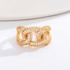 European and American Plated Real Gold Full Diamond Twist Opening Ring Design Cold Wind Fashion Personalized Index Finger Ring