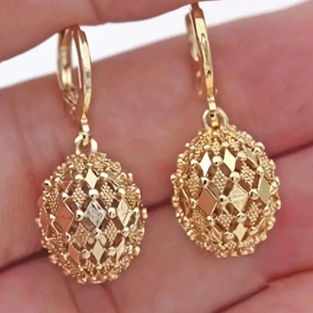 Hollow Out Ball Shape Drop Earrings Elegant Copper Drop Earrings Sweet Ear Jewelry Decoration Ear Buckle