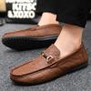Fashion Mens Leather Shoes Round Toe Flat Black Male Casual Shoe Legitimate Designer in Promotion New Footwear Offer Social Trend