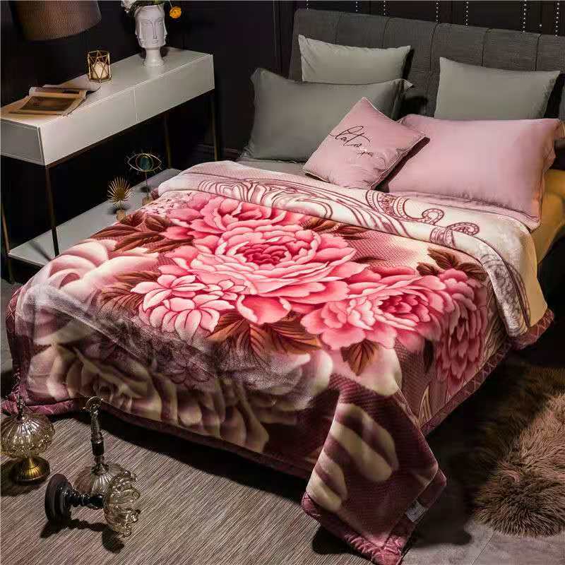 Buy Soft and Warm Coral Fleece Blanket Double Thick Raschel Blanket Winter Blanket Single and