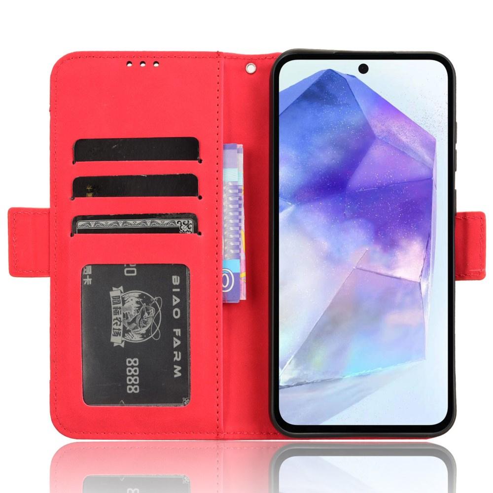Flip Case for Samsung Galaxy A55 5G, Card Slot, Red