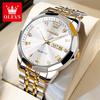 OLEVS 9931 Quartz Watch for Men Solid Stainless Steel Strap Rhombus Design Fashion Business Wristwatch Men's Waterproof Watches