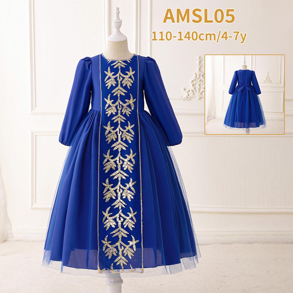 Flower Girl Princess Dress For Weddings Summer Kid Formal Bow Long Gown For School Evening Party Children New Year Cloth