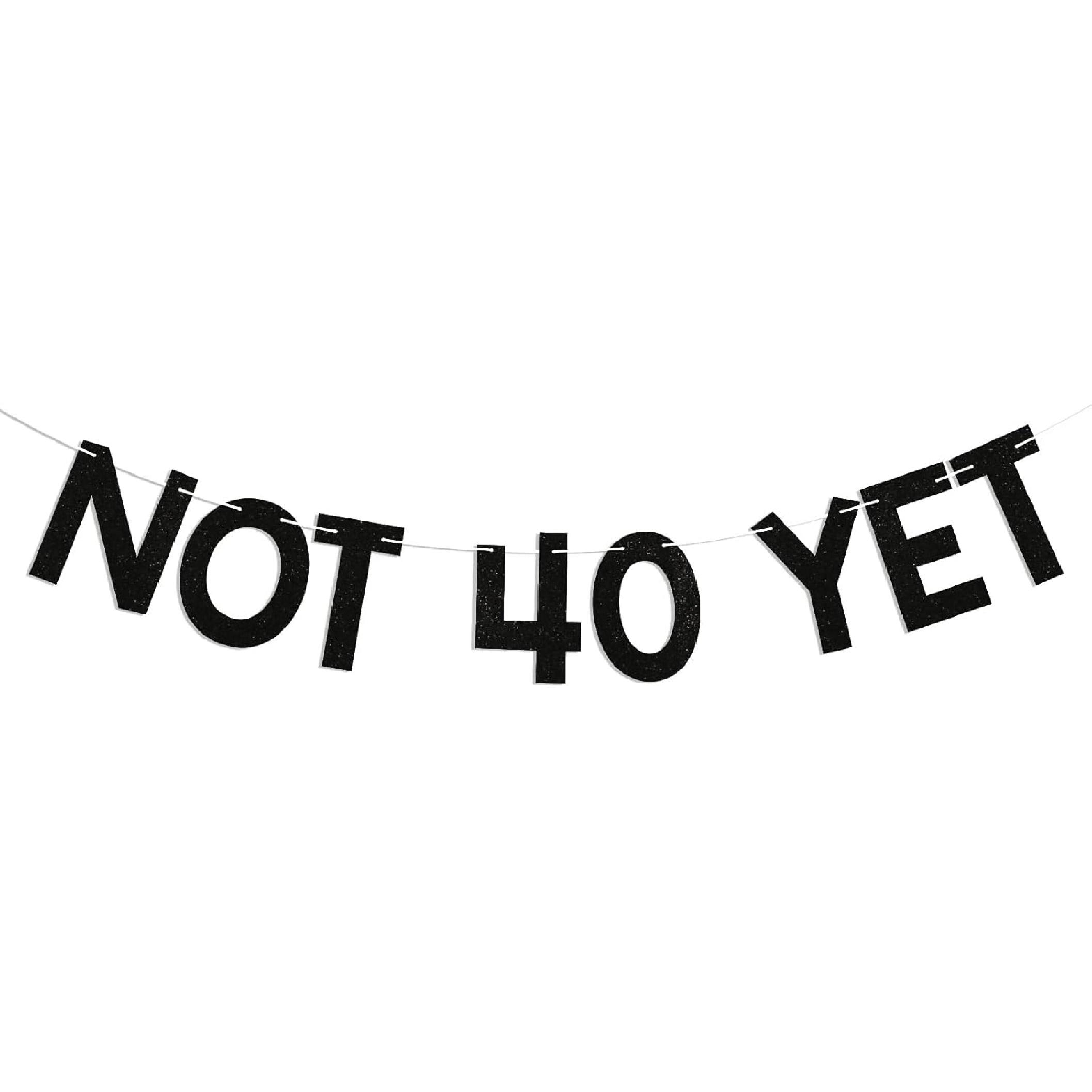 Not 40 Yet Banner - Last Year In My 30s Banner, Happy 39th Birthday Sign, Cheers to 39 Years,Funny 39th Birthday Party Decorations Black Glitter чёрный