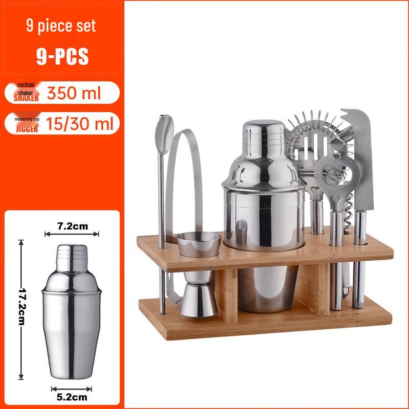 Stainless Steel Cocktail Shaker Set with Stand