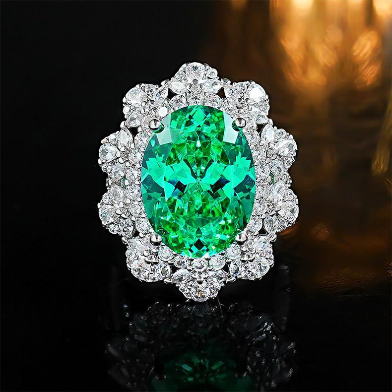 8 Carat Haute Couture Pala Green Comparable To Ice Flower Cut Zircon Open Ring Female, Dinner Party High Sense Ring 2026