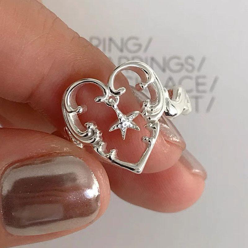 

925 Sterling Silver Rings for Women Couple Minimalist Heart Shape Ring Fine CZ Jewelry Birthday Gift Prevent Allergy resizable