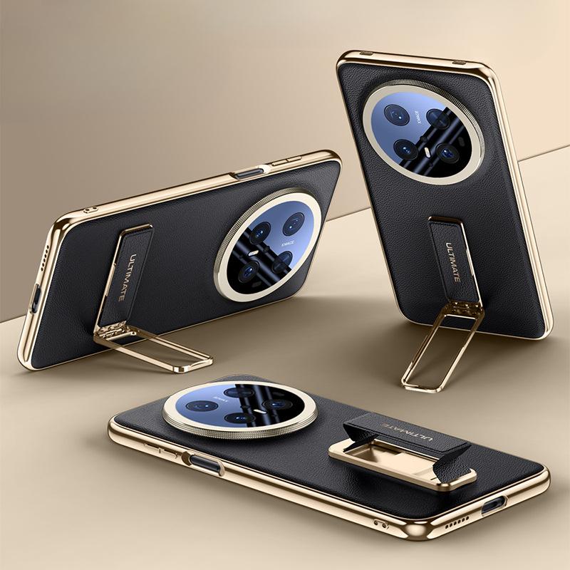 Suitable for Huawei Mate70pro Phone Case, Wristband Stand, M70 All-inclusive Lens Anti-drop Men's Leather Case