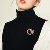 Anti-Exposure Brooch Round Women Shape Brooch with Rhinestones Imitation Pearls Suits Coats Sweaters Pin Commuting Dating