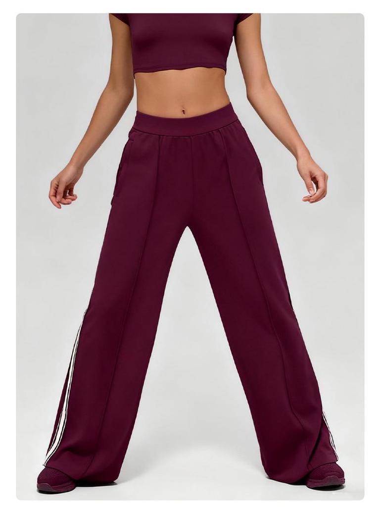 Women's Loose Wide-Leg White Striped Casual Pants - Anti-Pilling Modal, Autumn/Winter Collection