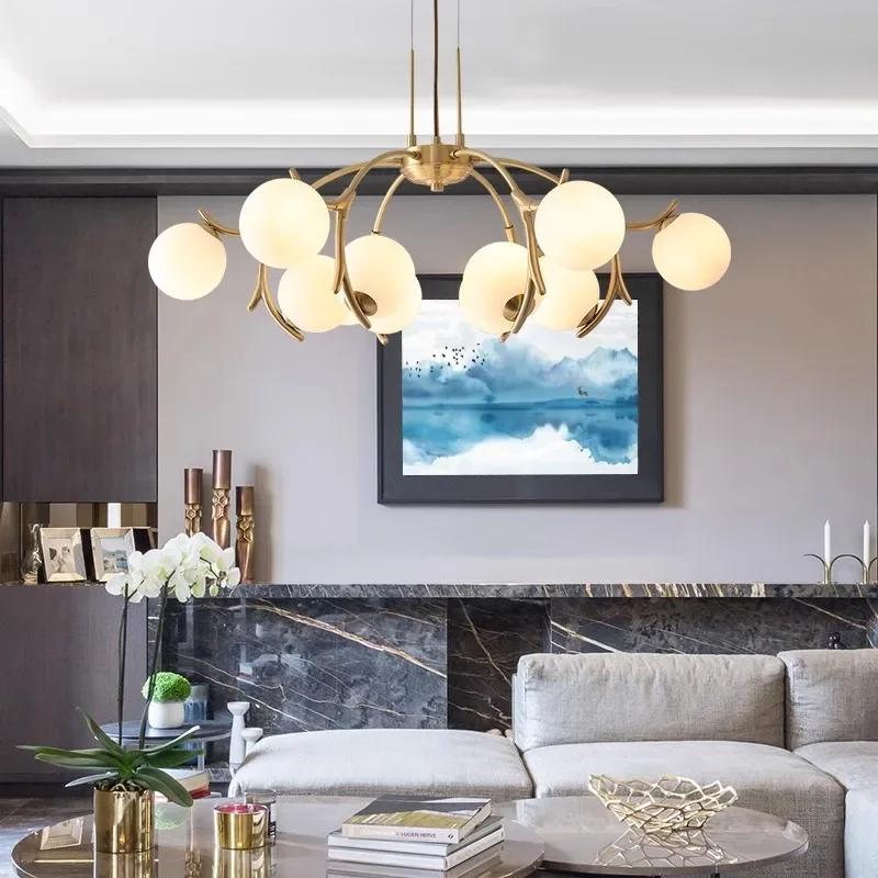 Nordic Luxury Living Room Pendant Magic Bean Spherical Home Decoration Bedroom Dining Room Fixtures Indoor LED Pendant Lighting