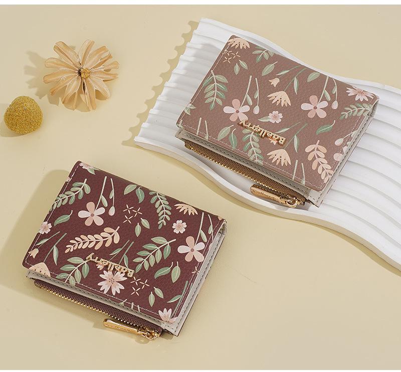 Women's Korean Style High-End Short Wallet - Card Holder & Printed Design