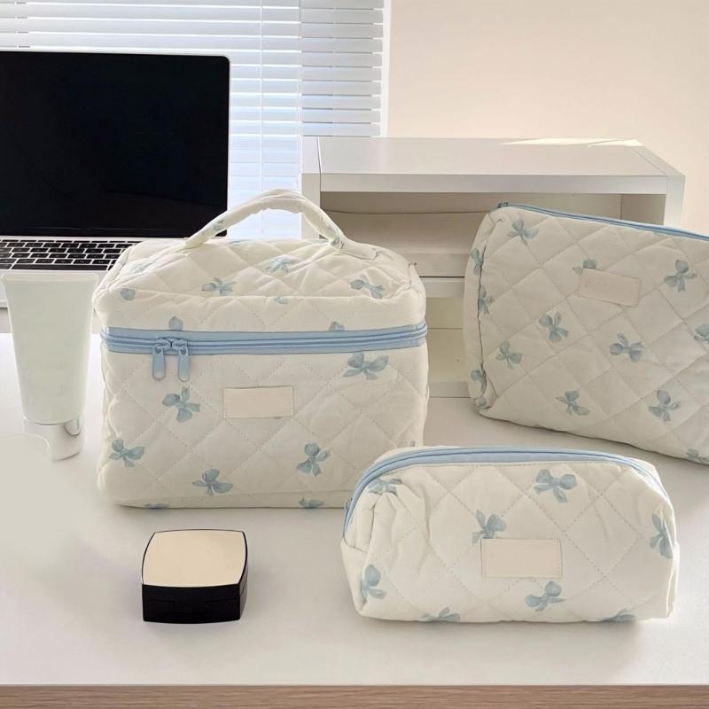 3Pcs Large Cosmetic Pouch Makeup Bags with Sweet Bows Design Storage Organizer For Storing Cosmetics And Toiletries