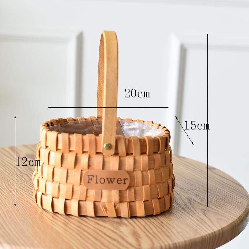 Large European-Style Bamboo Flower Basket for Arrangements - Handwoven Indoor Floral Storage Basket