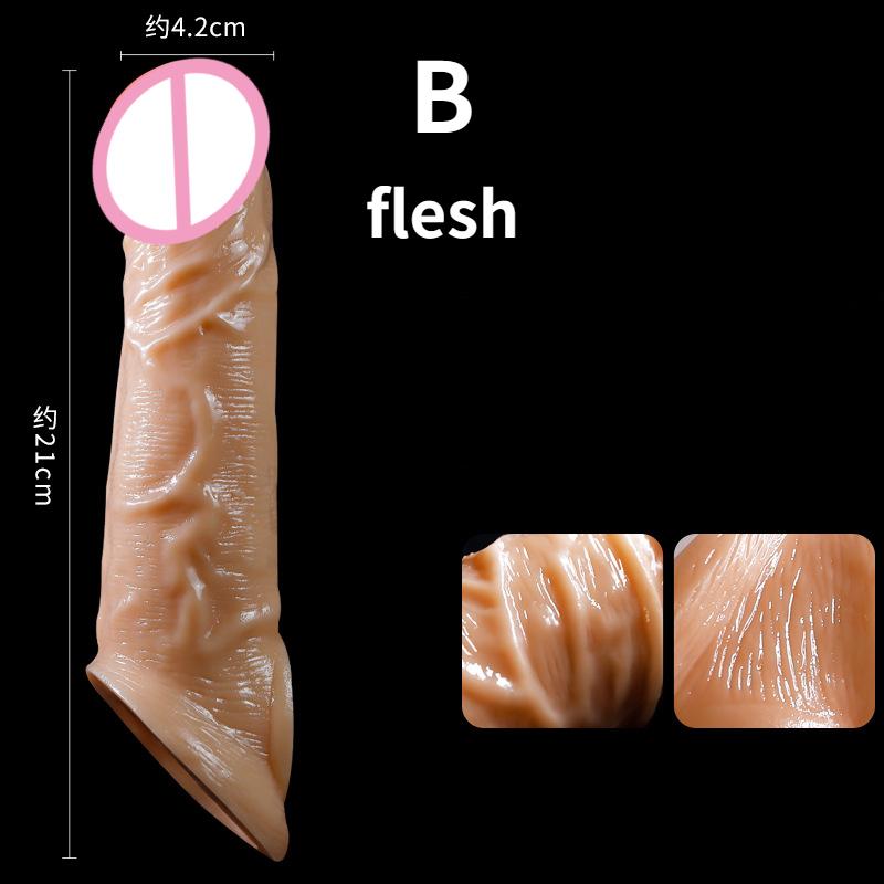 21cm Realistický rukáv na penis Velký rukáv na zvětšení penisu Zámek na prodloužení penisu Sperm Kondom Sexuální hračky pro muže Sexuální produkty