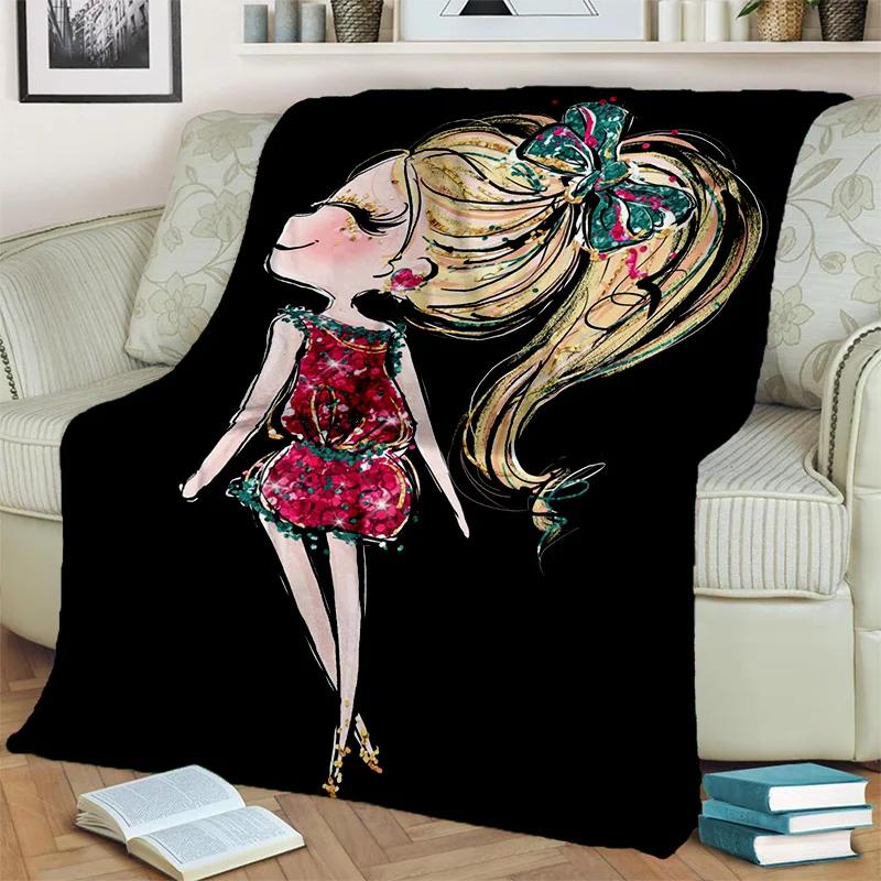 Cute Ballet Girl Ballerina Fairy Cartoon Blanket,soft Throw Blanket for Home Bedroom Bed Sofa Picnic Office Cover Blanket Kids