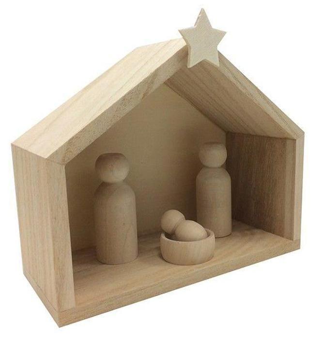 Wooden Nativity Scene + Customizable Pawns