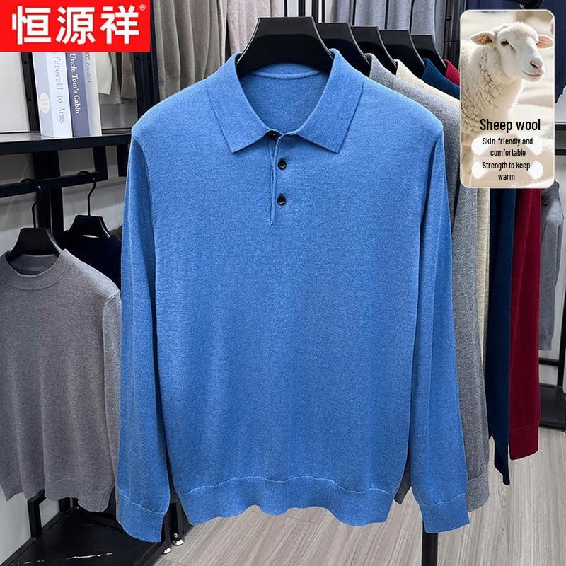 Hengyuanxiang Men's Merino Wool Blend Long-Sleeve Sweater
