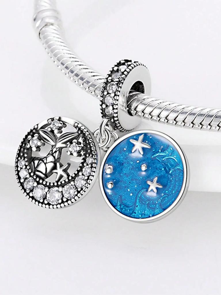 Charm copper Colors Blue Starfish Octopus Bead for Authentic Bracelets Do It Yourself Bead Charms Charm Bead Charms Jewellery Making Gift for Women ST