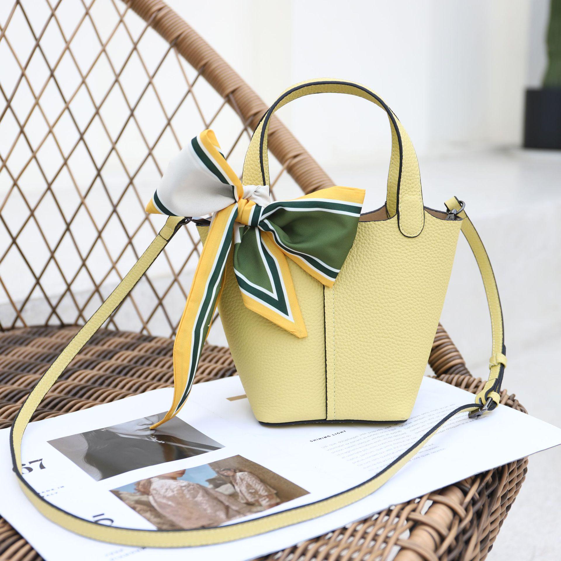 2025 Summer Fashion Genuine Leather Women s Basket Handbag - Versatile Crossbody Bucket Bag