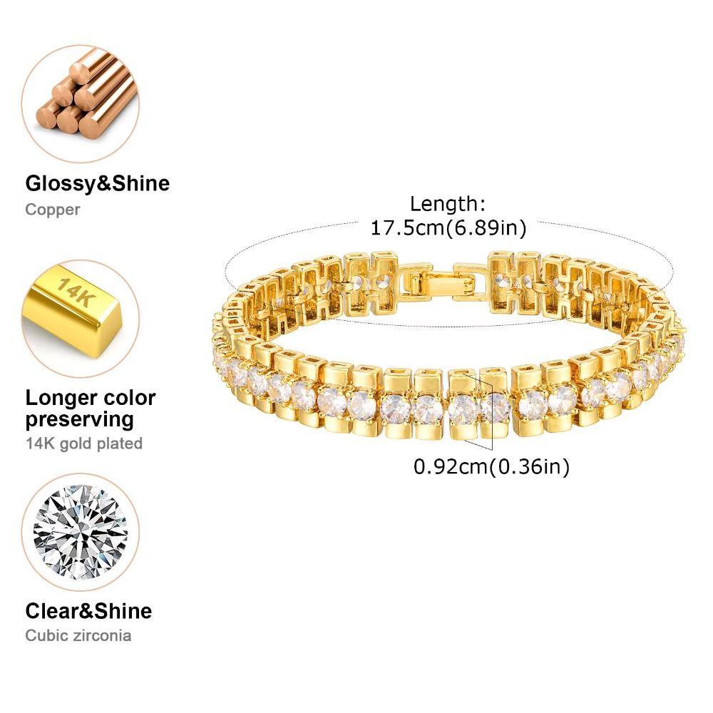 Jewelry Block Chain Bracelets Waterproof Cubic Zirconia Bangle  Jewelry Accessories