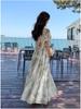 French Romantic Square Neck Floral Dress for Spring & Autumn 2026 - Gentle, Elegant, Long Fairy Vacation Dress