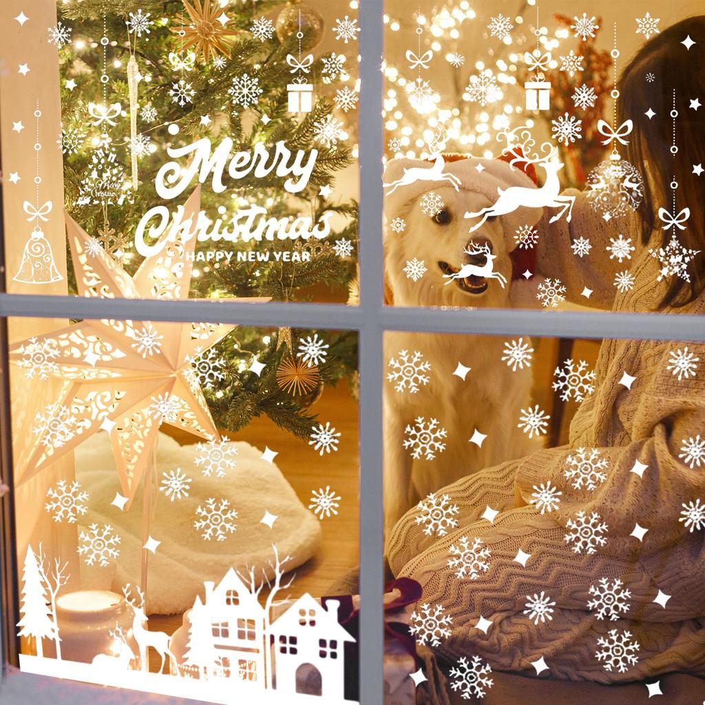 RENEWREVITAL Christmas Decoration Window Winter Static No Christmas Decorations for DIY Christmas and Reindeer of Stickers, Stickers, Adhesive, Glass,