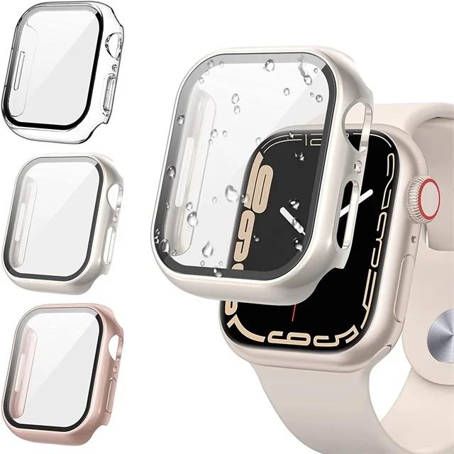3 Pack Tempered Glass Cover for Watch Screen Protector Case 9 8 7 6 5 4 3 SE 40MM 41mm 46mm 45mm 10 42mm 38mm Accessories