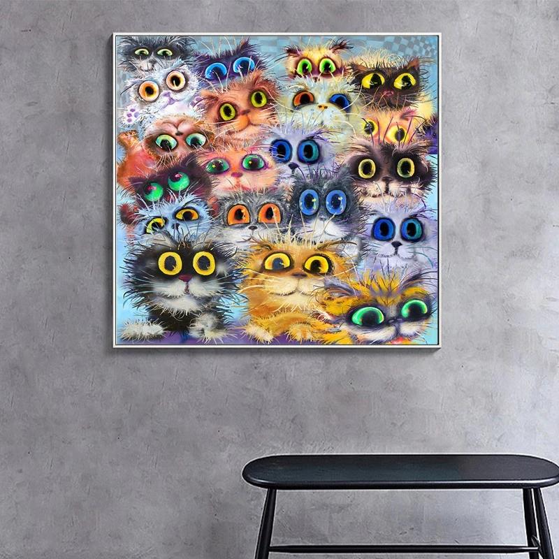 Barva Roztomilá kočka Animace Obrazy na zeď Malba na plátně Plakáty a grafiky Fotografie Dětský pokoj Obývací pokoj Home Decorati