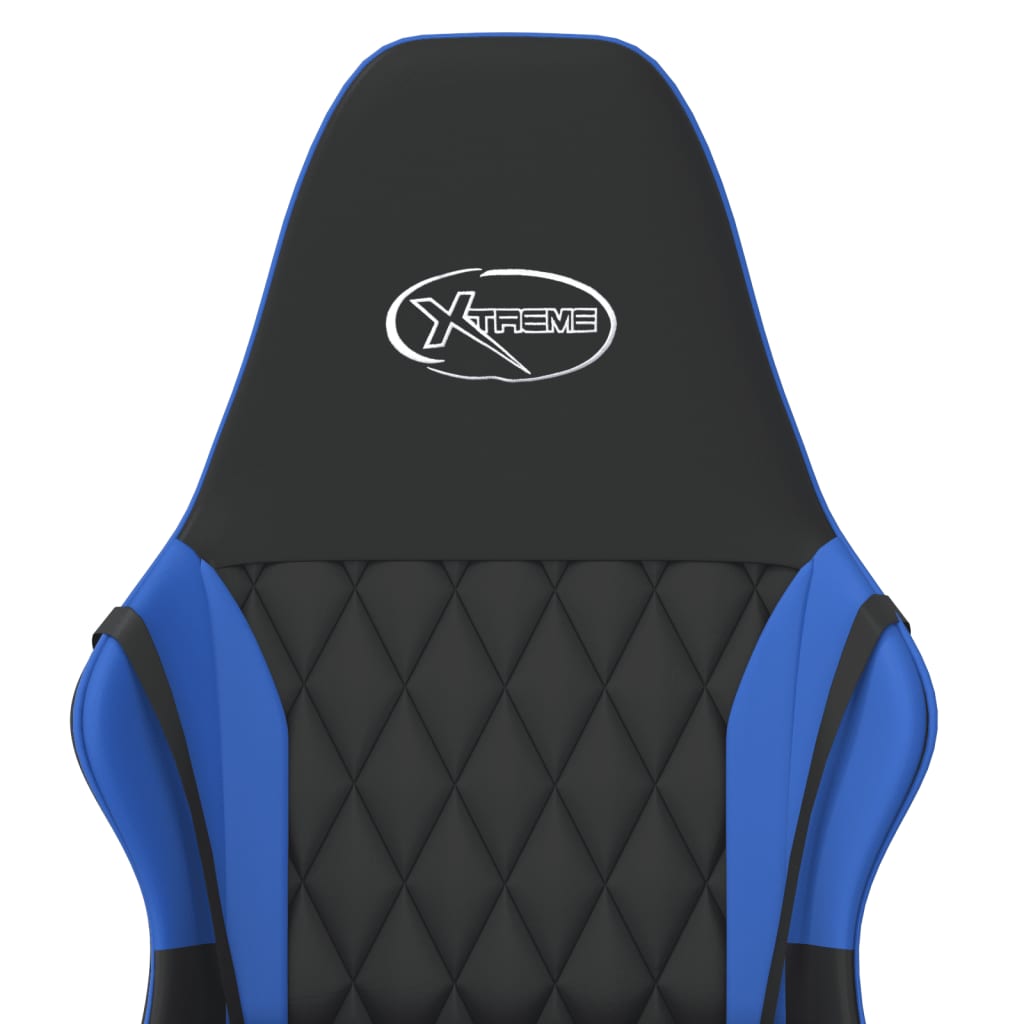 Gaming Chair with Massage Function Black and Blue Artificial Leather
