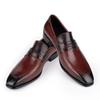 Fashion Wholesales Leather Casual Men Shoes Genuine Cowhide Slip On Fashion Luxury Handmade Business Formal Dress Office Shoe Wine Red
