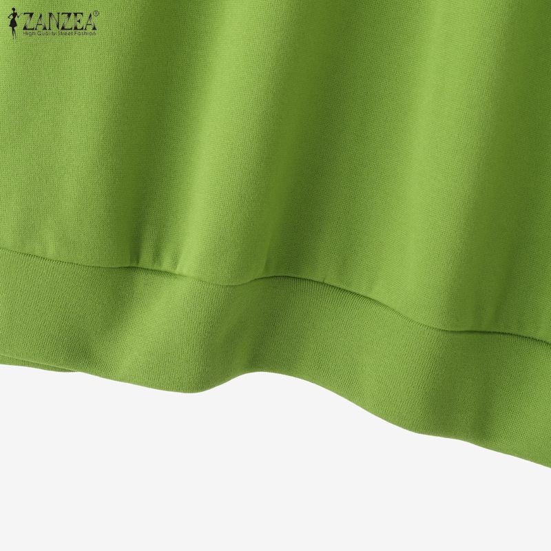 ZANZEA Women Casual Embroidered Splice Long Sleeve Loose Pullover Tops